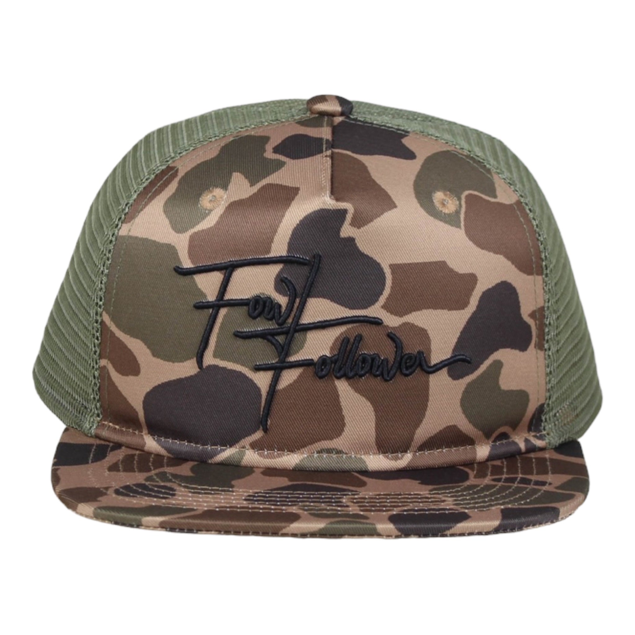 A Fowl Follower Favorite Camo Hat with the word fearless on it.