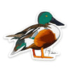 A Fowl Follower Spoon Sticker of a duck standing on a white background.